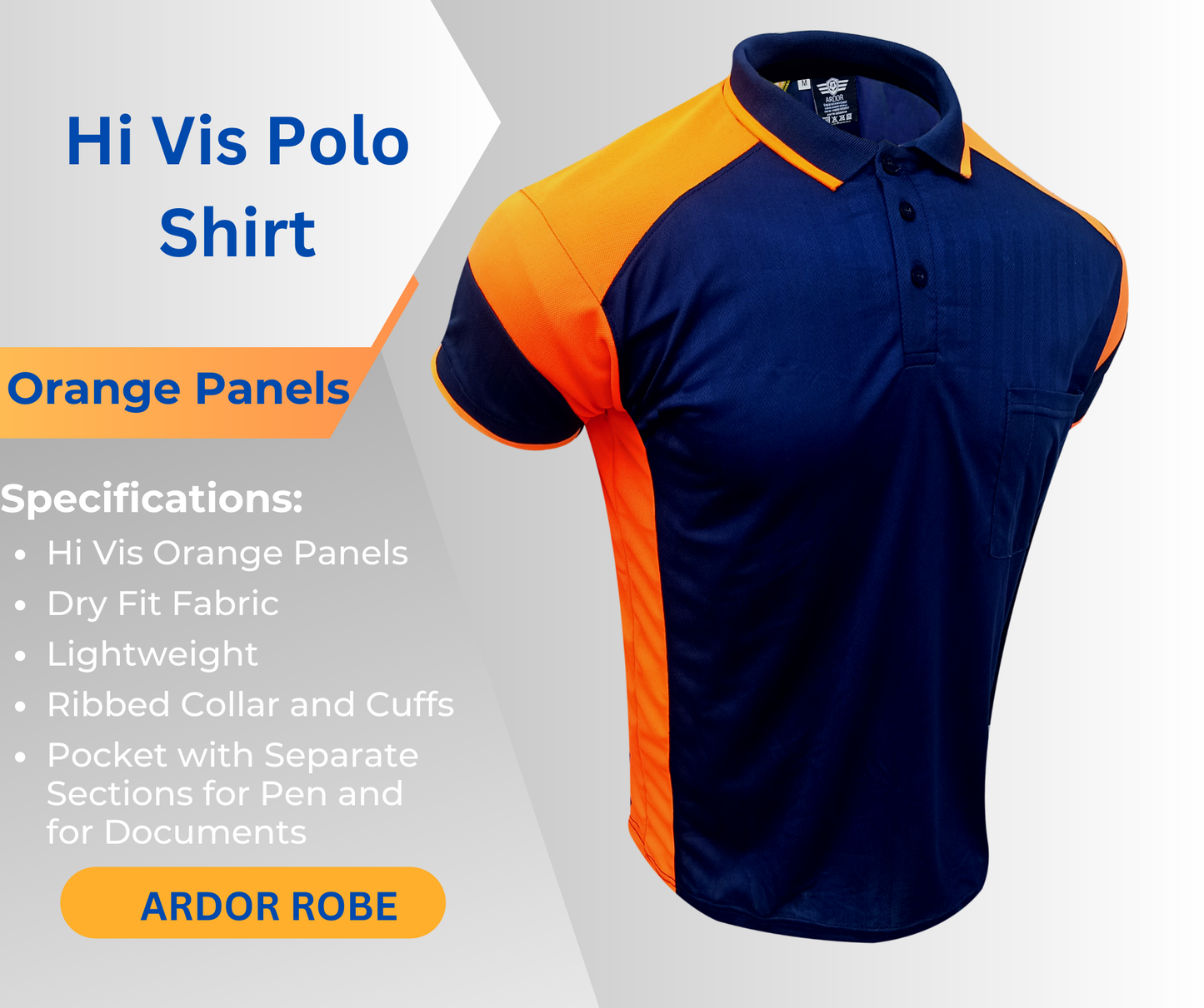 Men Light Polo Shirt Hi Vis Work Shirt Short Sleeves & Pocket