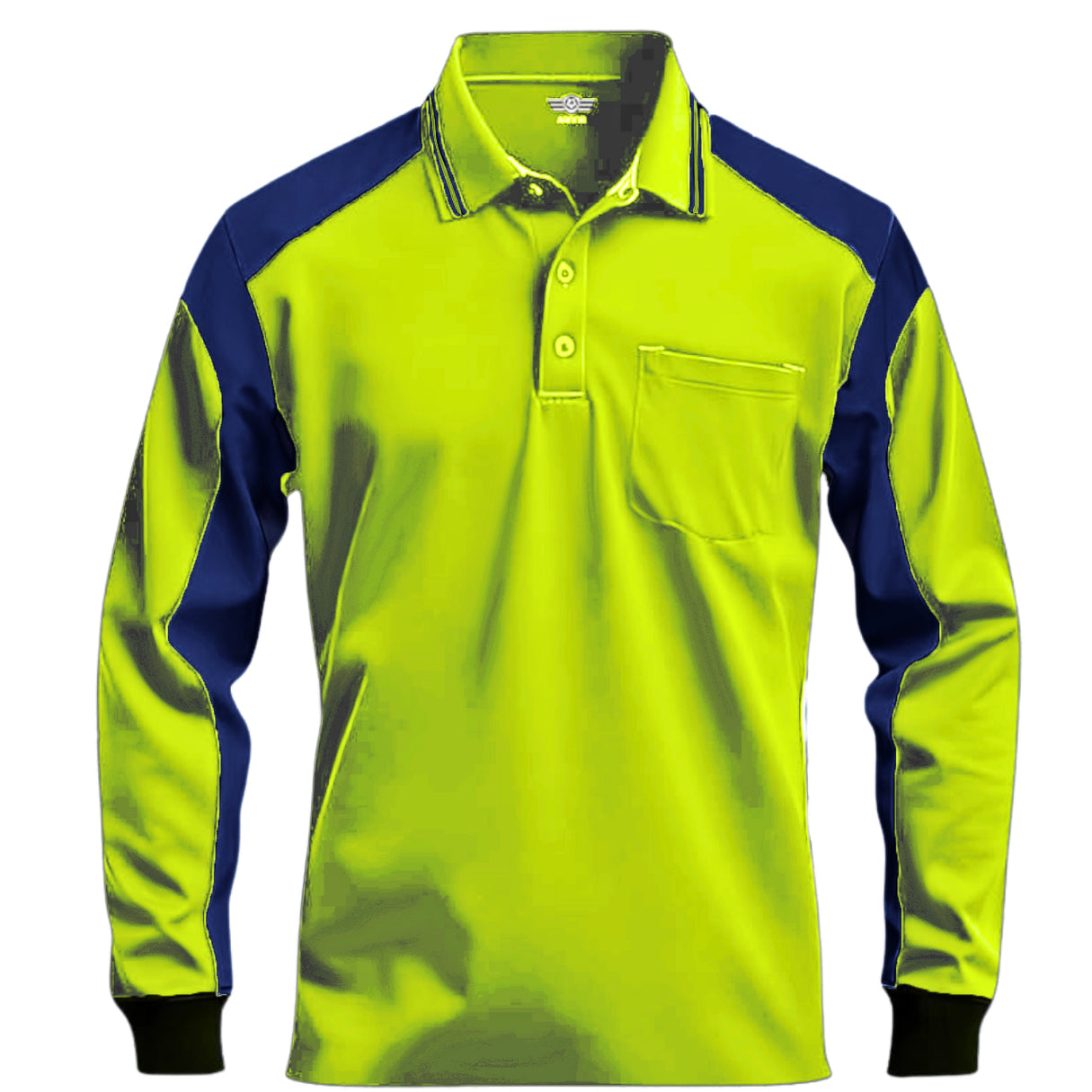 Men Polo Hi Vis Work Shirts Long Sleeves & Pocket