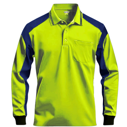 Men Polo Hi Vis Work Shirts Long Sleeves & Pocket