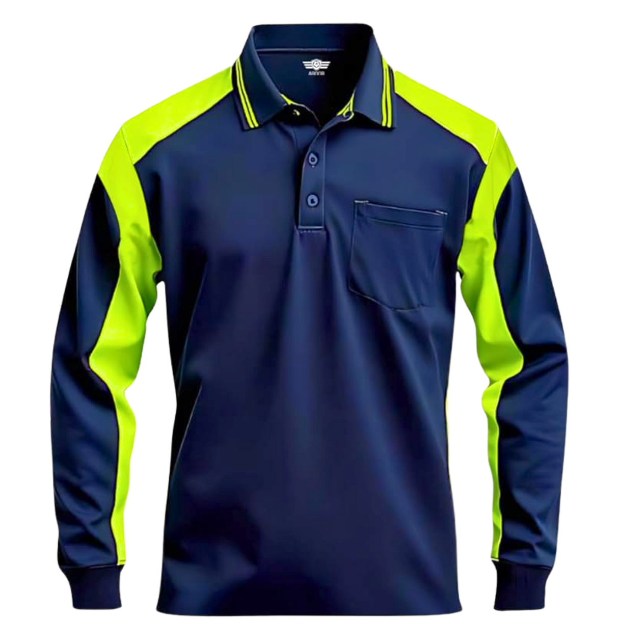 Men Polo Hi Vis Work Shirts Long Sleeves & Pocket