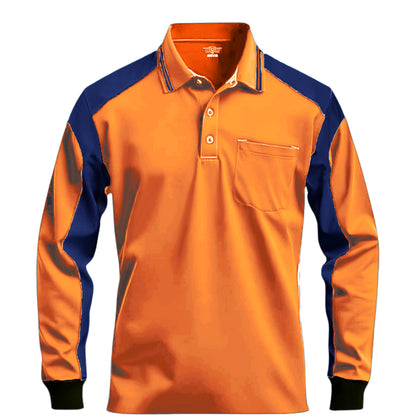 Men Polo Hi Vis Work Shirts Long Sleeves & Pocket