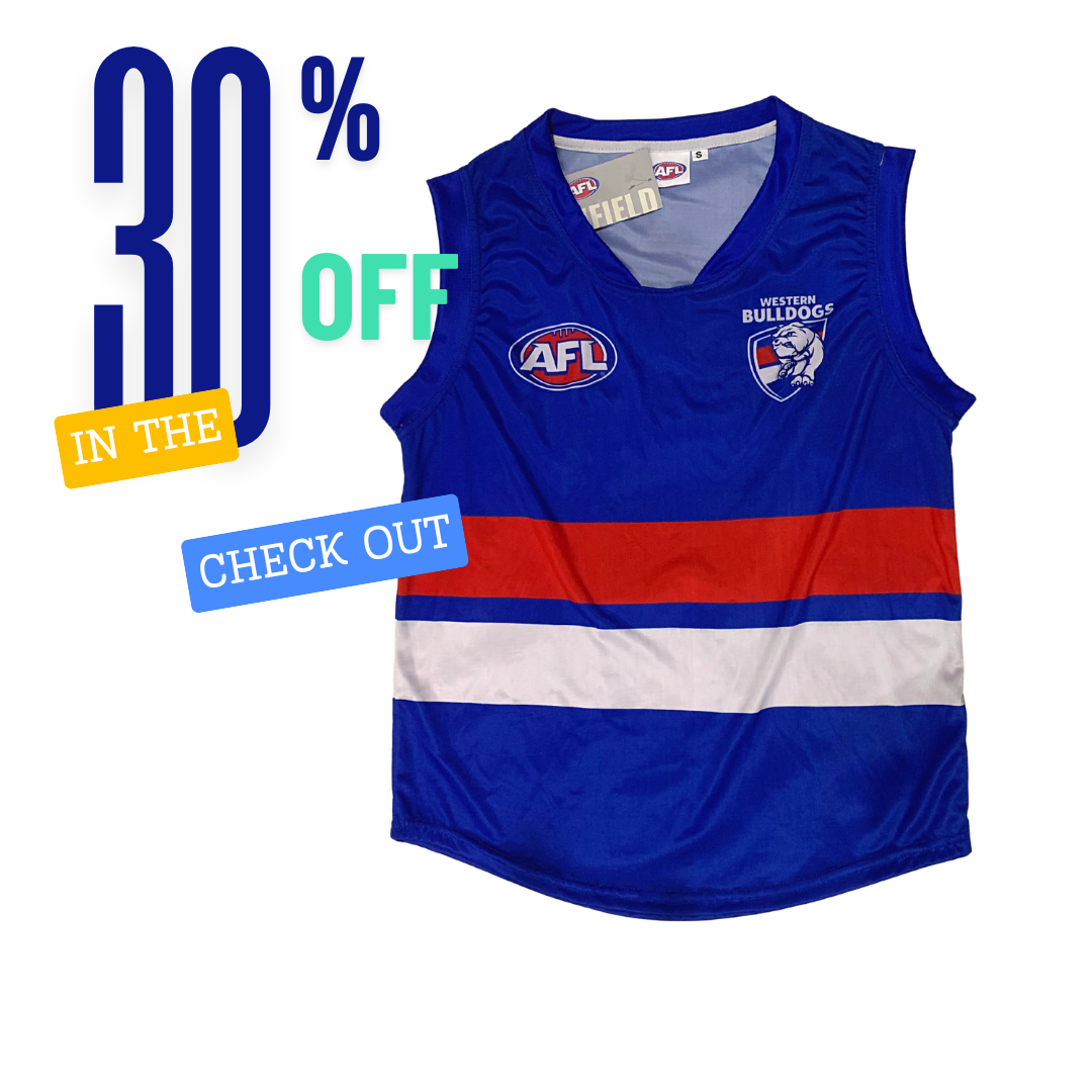 Western Bulldogds AFL Home Footy Guernsey Football Jumper Youth Kids Men Sizes